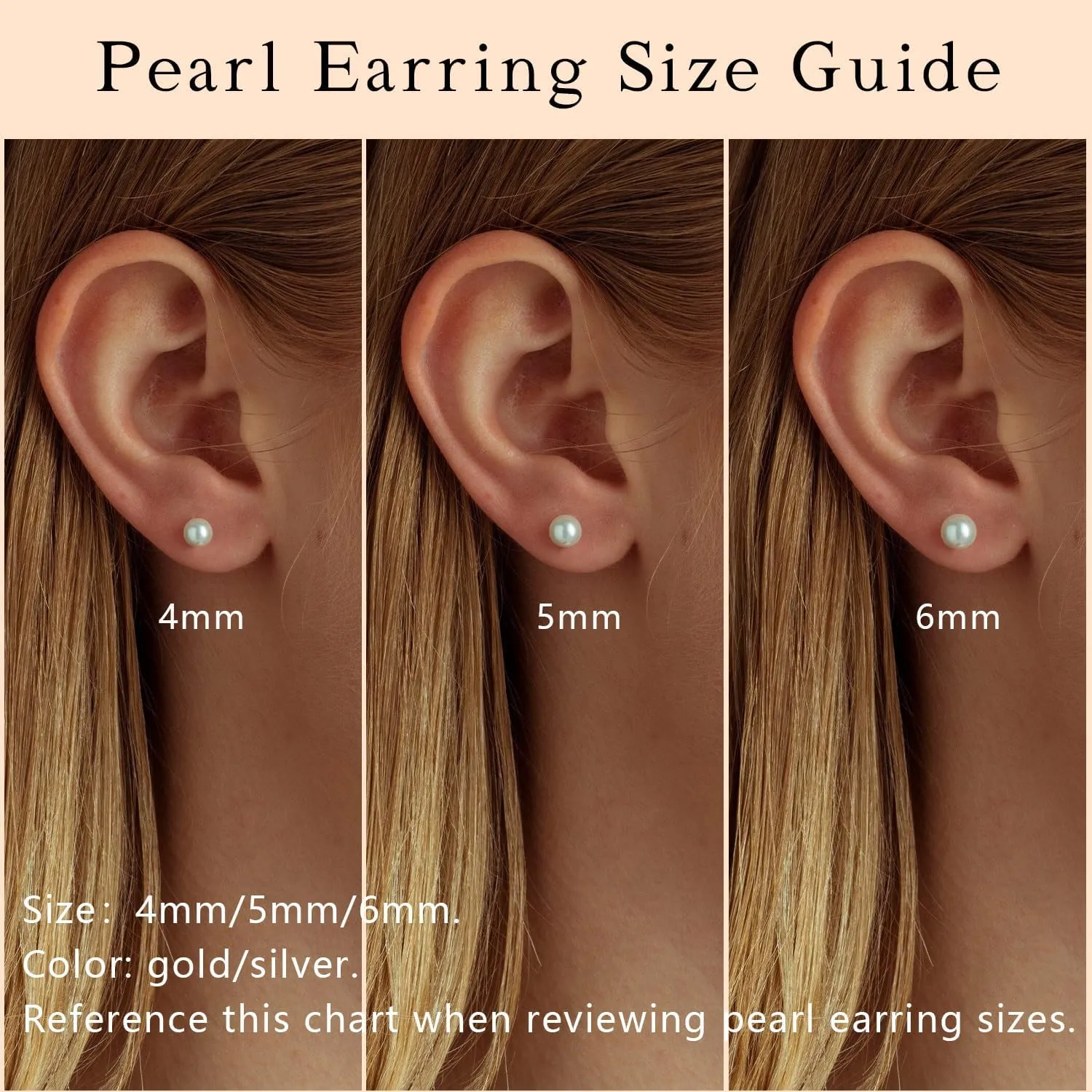 Pearl Earrings4mm 5mm 6mm Gold/Silver Dangle Earrings for Women White Long Drop Pearl Dangling Earrings Bridal Wedding Dainty Prom Earrings Birthday Gifts Jewelry