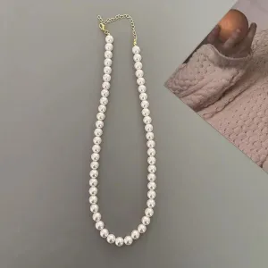 Pearl Necklace for Women - Dainty Round Imitation Pearl Choker necklaces for women