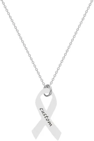 Personalized Custom Name Ribbon Necklaces Breast Cancer Survivor Gifts Nameplate Pendant Jewelry