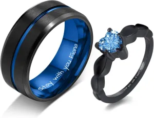 Personalized Promise Rings for Him and Her Custom Couple Ring Sets Wedding Bands Engagement Rings for Couples 2 PCS