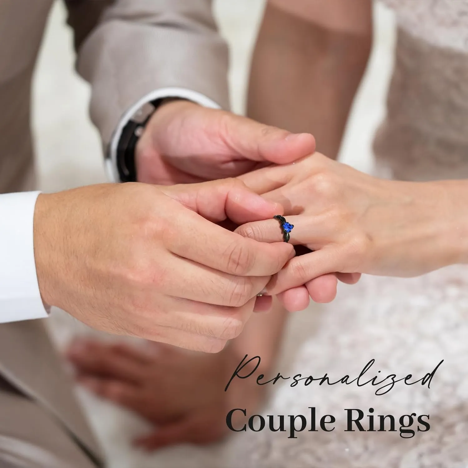 Personalized Promise Rings for Him and Her Custom Couple Ring Sets Wedding Bands Engagement Rings for Couples 2 PCS