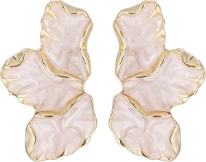 Petal Earrings for Women, Irregular Flower Petal Earrings Alloy Statement Flower Earrings Big Flower Dangle Earrings Jewelry Gift for Women
