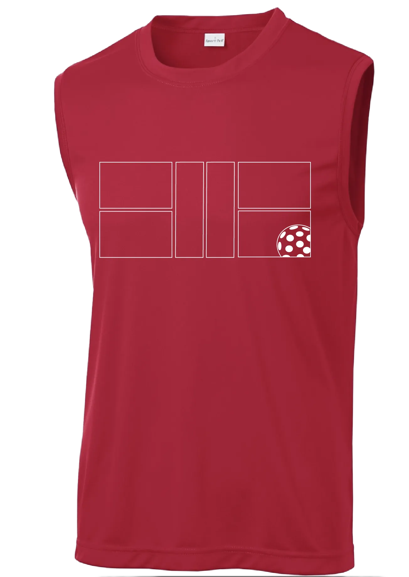 Pickleball Court (White) | Men's Sleeveless Athletic Shirt | 100% Polyester