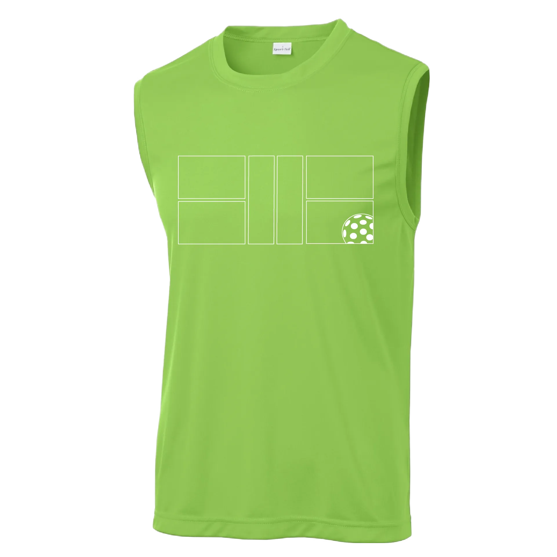 Pickleball Court (White) | Men's Sleeveless Athletic Shirt | 100% Polyester