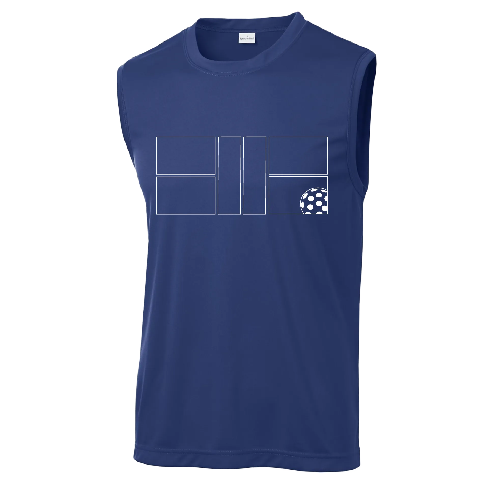 Pickleball Court (White) | Men's Sleeveless Athletic Shirt | 100% Polyester