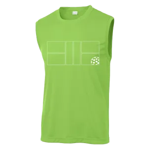 Pickleball Court (White) | Men's Sleeveless Athletic Shirt | 100% Polyester