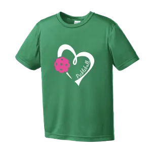 Pickleball Love (Pink) | Youth Short Sleeve Pickleball Shirts | 100% Polyester