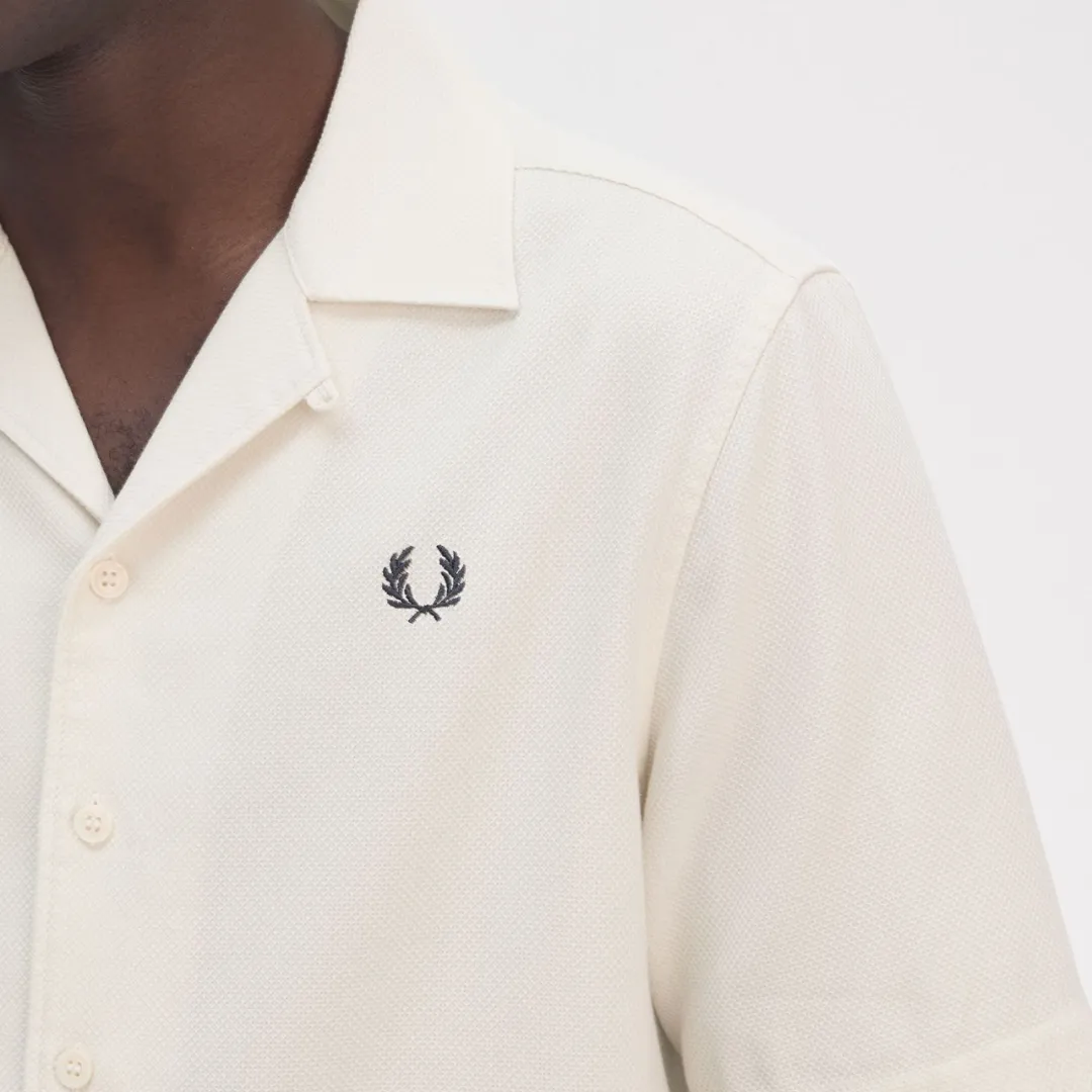 Pique Texture Revere Collar Shirt (Ecru)