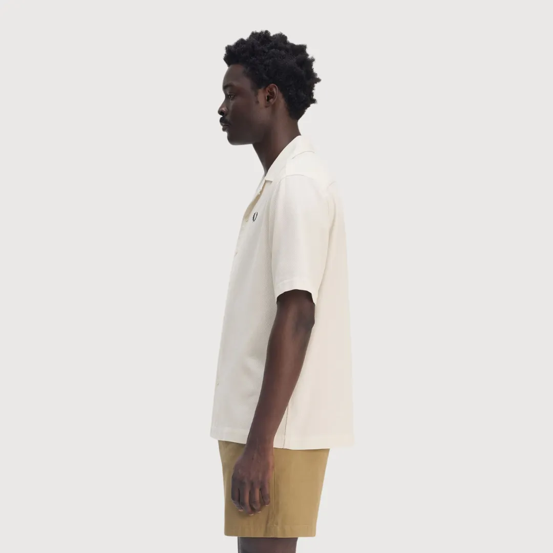 Pique Texture Revere Collar Shirt (Ecru)