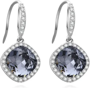 Platinum Plated Cubic Zirconia/Austrian Crystal Cushion Shape Halo Pendant Necklace/Earrings