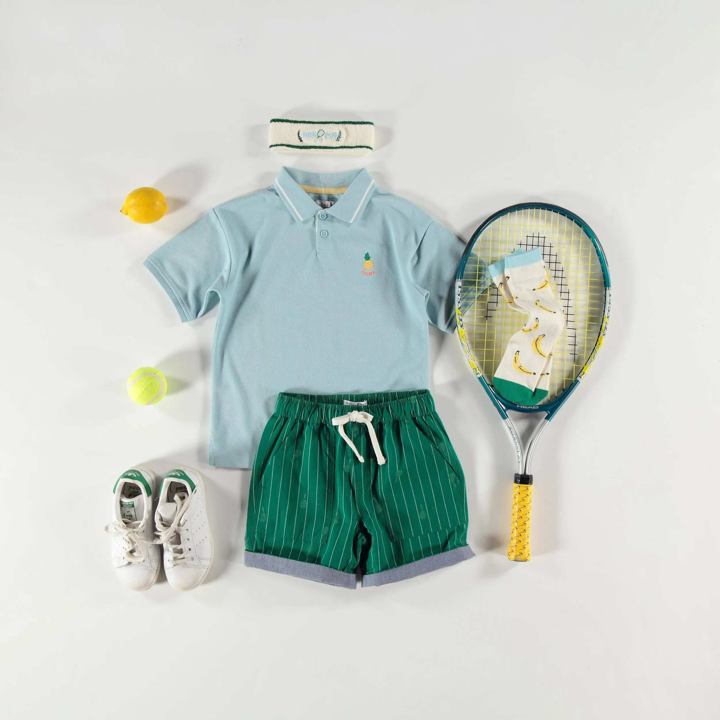 Polo bleu en piqué, enfant || Blue polo in piqué, child