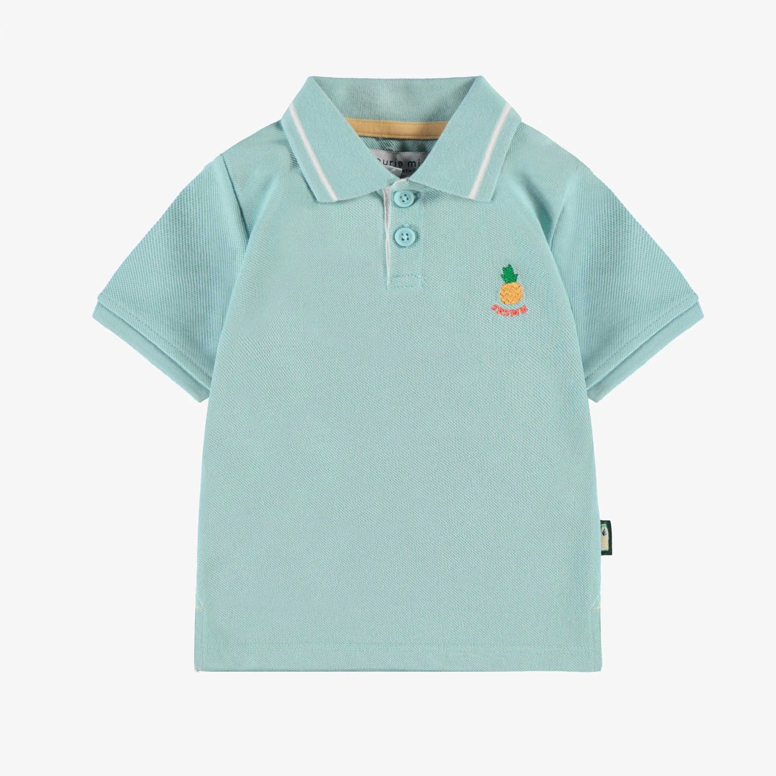 Polo bleu en piqué, enfant || Blue polo in piqué, child