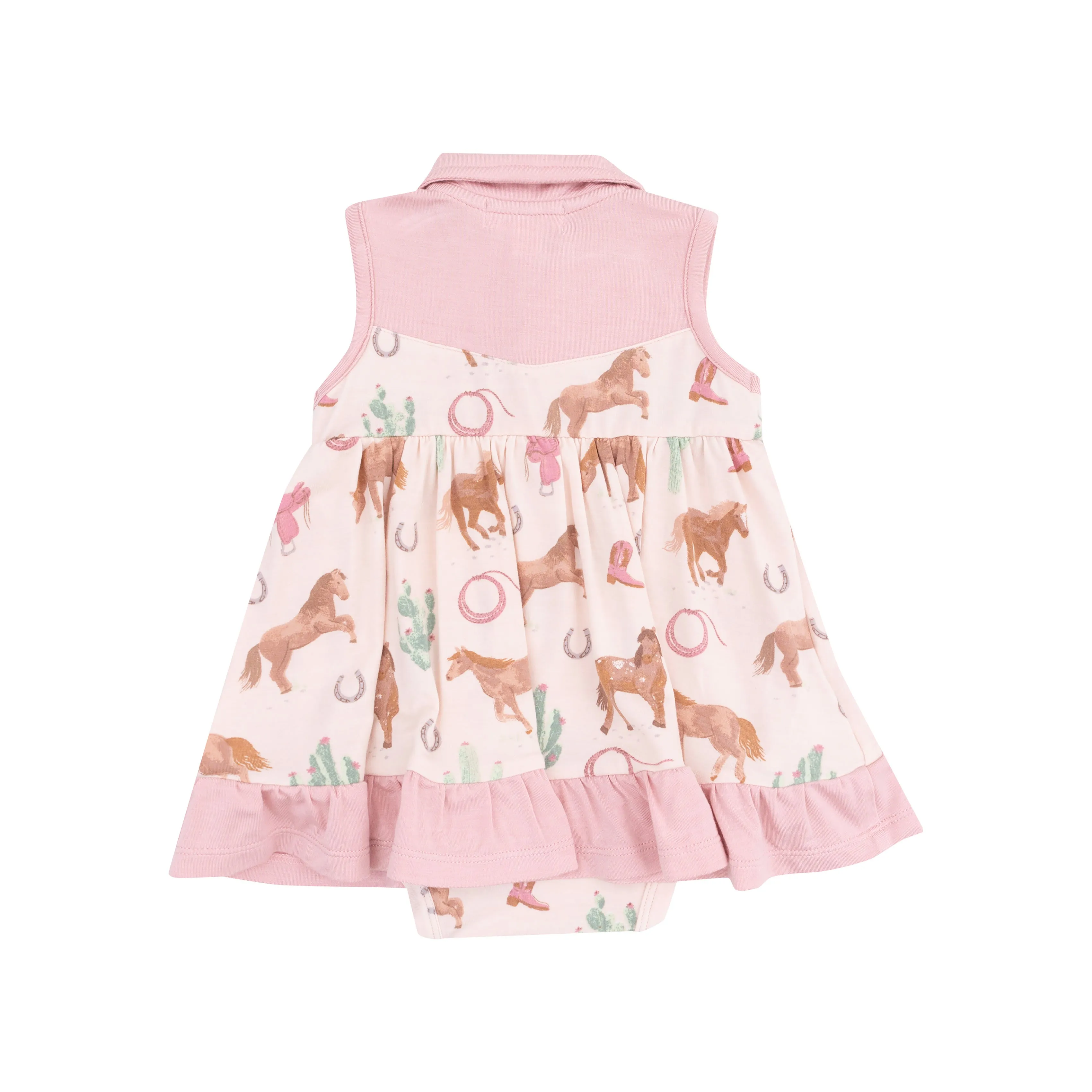 Polo Collar Bodysuit Dress - Western Horses