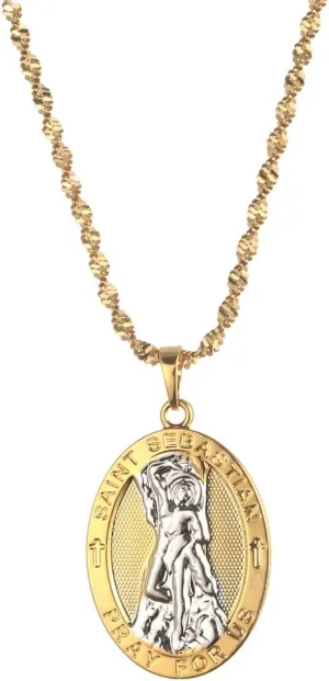 Pray For Us Necklaces Saint Sebastian Pendant Religious Jewelry For Men Women