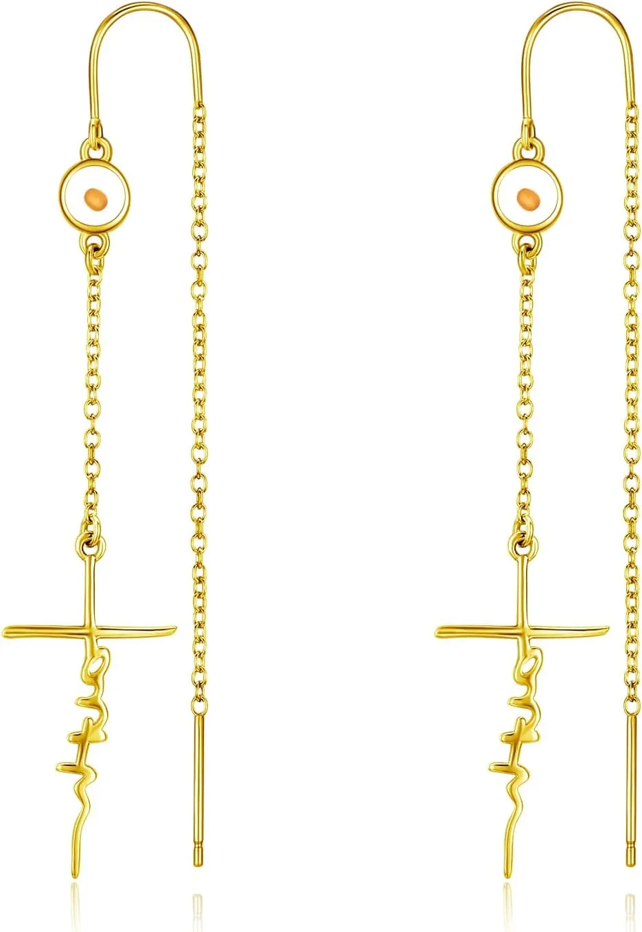 PRAYMOS Cross Earring for Women Dangle 925 Sterling Silver Mustard Seed Earrings Hypoallergenic Christian Religious Faith of a Mustard Seed Jewelry Gifts