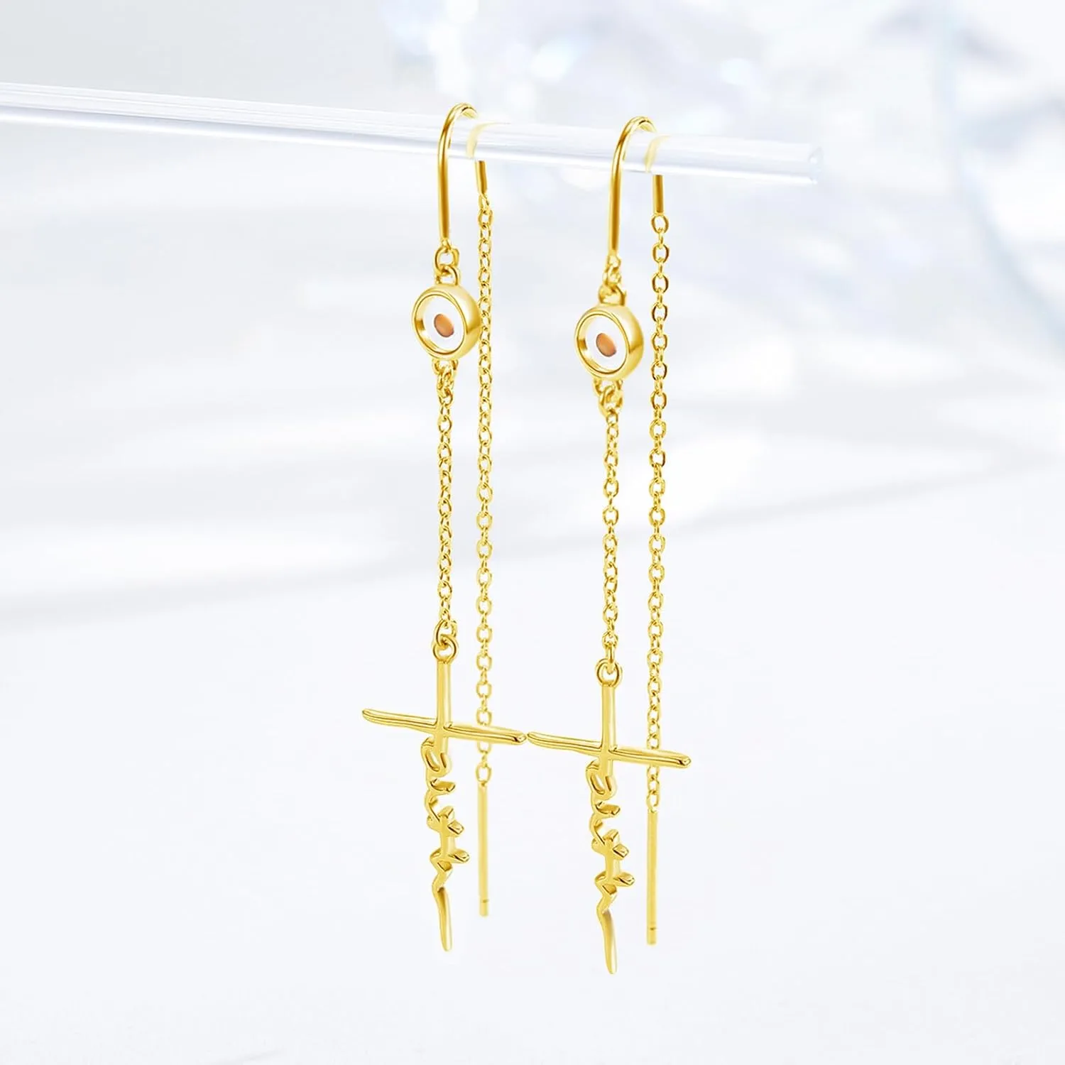PRAYMOS Cross Earring for Women Dangle 925 Sterling Silver Mustard Seed Earrings Hypoallergenic Christian Religious Faith of a Mustard Seed Jewelry Gifts