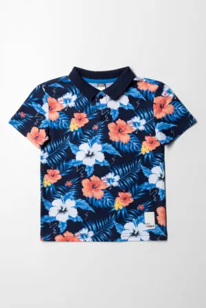 Printed Tropical Golfer Green Pink And Navy