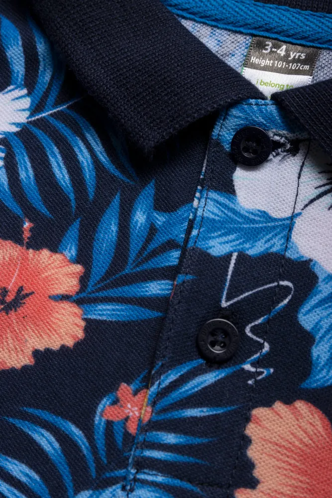 Printed Tropical Golfer Green Pink And Navy