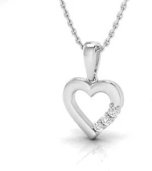 Pristine Fire 925 Sterling Silver Certified Round Diamond Heart Pendant Necklace for Women | 16 Inch Chain
