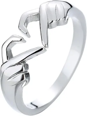 Promises Love Heart Hand Ring Statement Ring for Women Hug Rings for Couples Costume Jewelry for Christmas