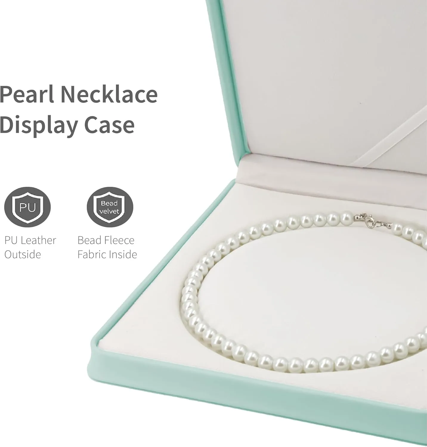 PU Leather Jewelry Set Box Necklace Boxes for Jewelry Gift Boxes Ring,Pendant,Earring,Bracelet Jewellery Display Case Wedding Jewelry Storage Holder (Big Pearl Necklace)