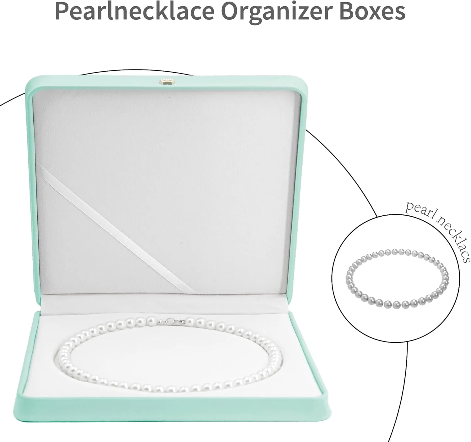 PU Leather Jewelry Set Box Necklace Boxes for Jewelry Gift Boxes Ring,Pendant,Earring,Bracelet Jewellery Display Case Wedding Jewelry Storage Holder (Big Pearl Necklace)