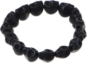 Punk Personality Skull Bead Skeleton Bracelets Gothic Charm for Head Bone Stone Elastic Bracelets Tibetan Prayer for