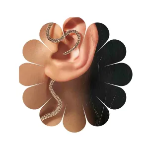 Punk Snake Ear Climber Earrings Gold Snake Ear Cuff Wrap Earring Gothic Serpent Earrings Long Crawler Earrings Fake Piercing Earring Cool Animal Jewelry for Women Halloween (Gold)