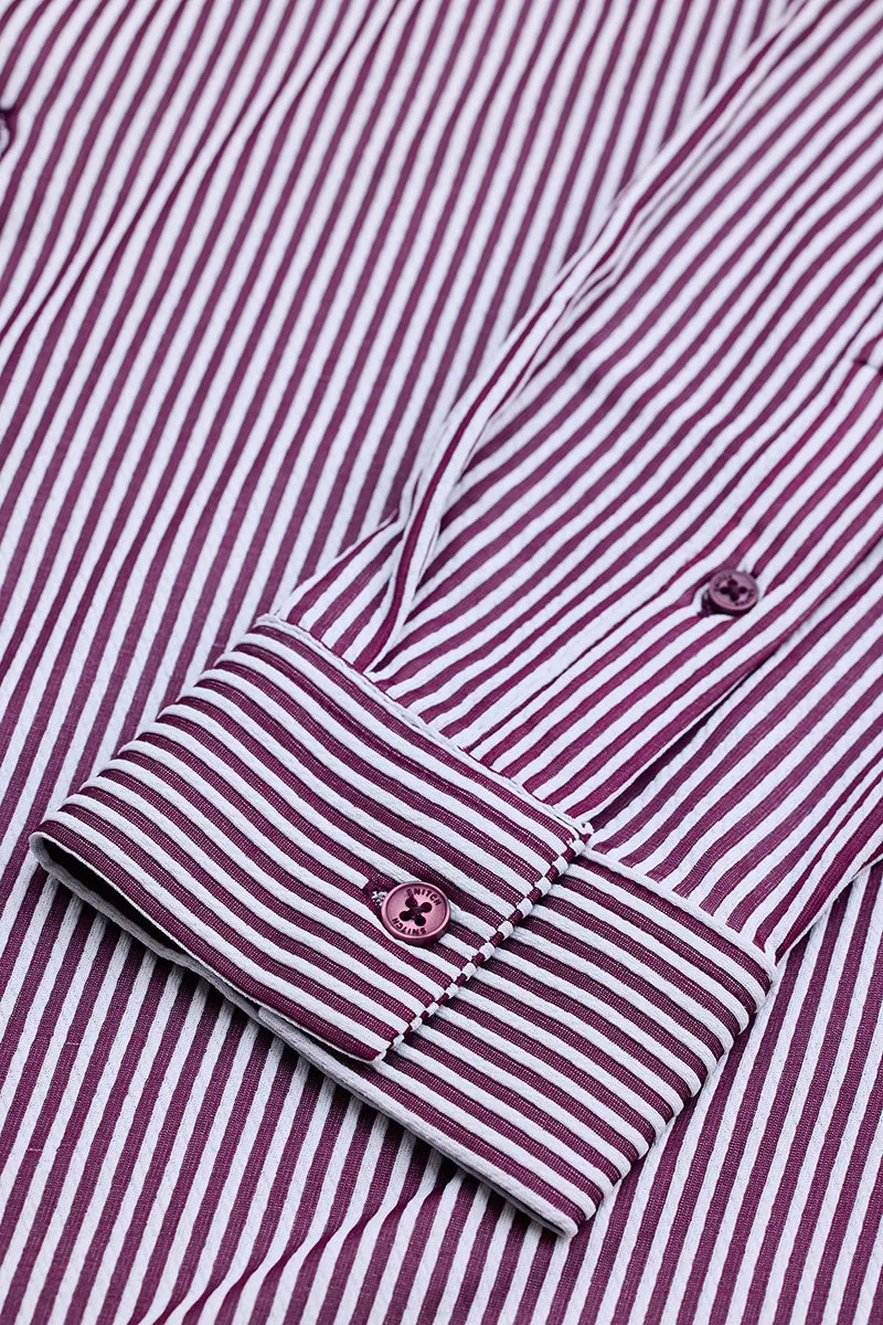 Purple Stripes Slim Fit Stretch Shirt