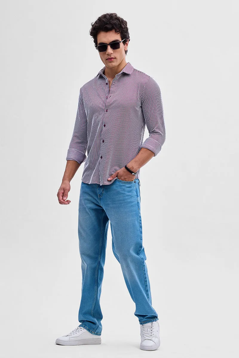 Purple Stripes Slim Fit Stretch Shirt