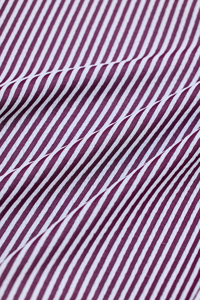 Purple Stripes Slim Fit Stretch Shirt