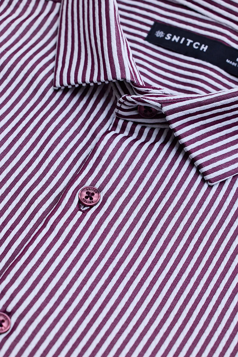 Purple Stripes Slim Fit Stretch Shirt