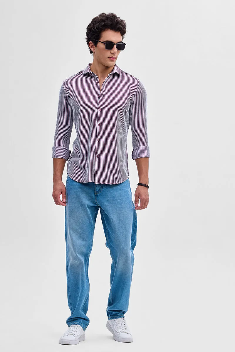 Purple Stripes Slim Fit Stretch Shirt