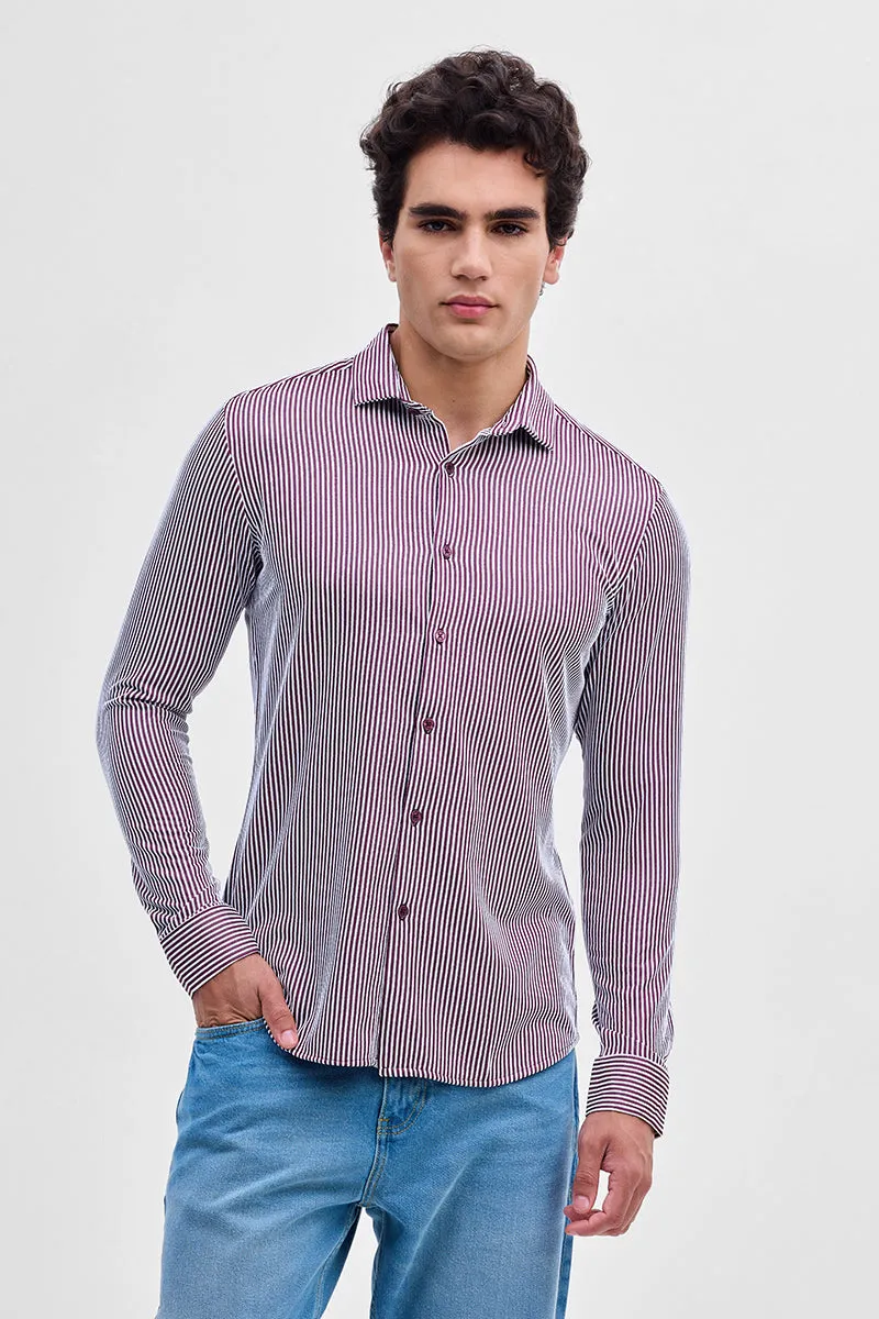 Purple Stripes Slim Fit Stretch Shirt