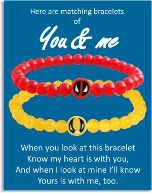 QqzsJewls You and Me Bracelets Set Superhero Matching Bracelets for Mom Dad Daughter Son Aunt Niece Nephew Birthday Christmas School Gifts