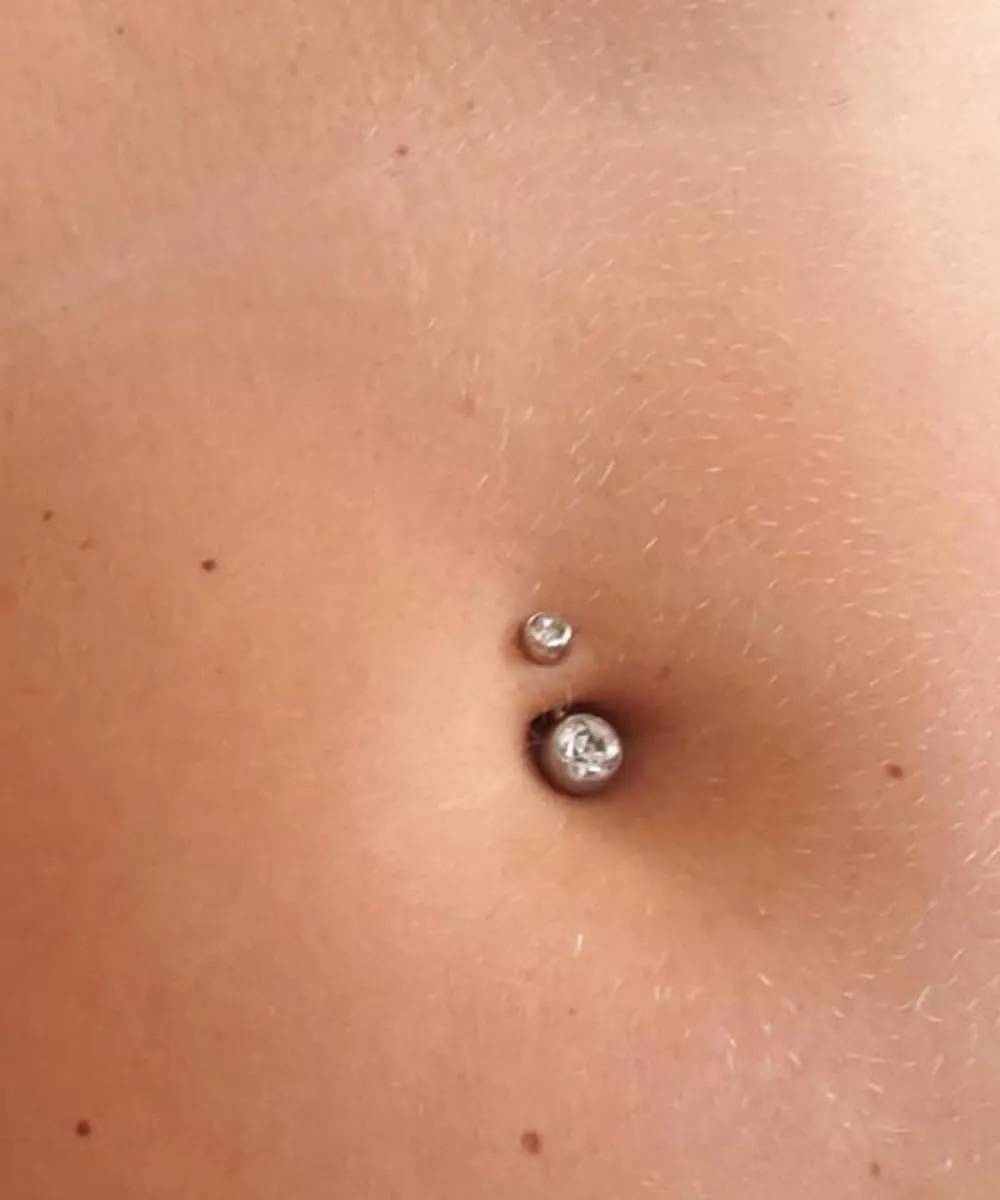 QWALIT Belly Button Rings 14G Surgical Steel Belly Rings CZ Opal Navel Piercing Jewelry for Women Girls 3/8" 10mm Silver Rose Gold