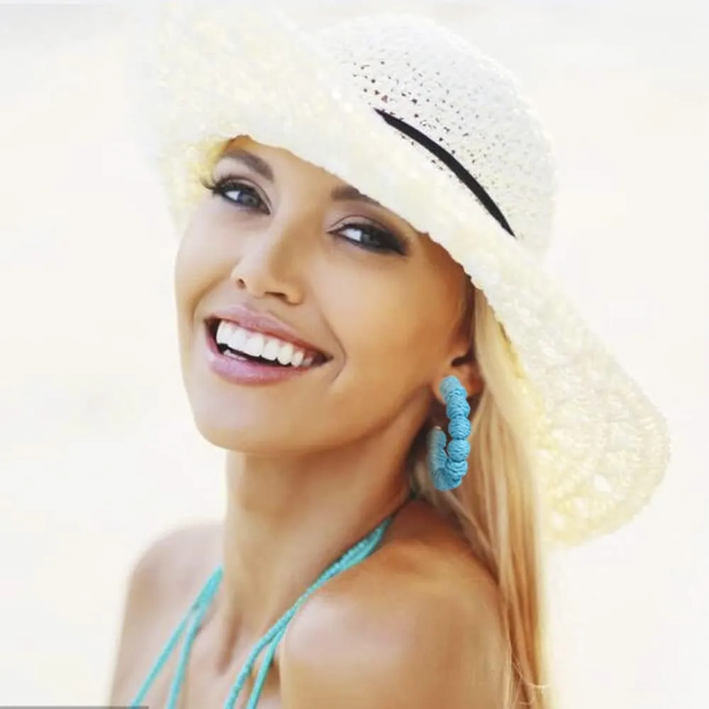 Rattan Earrings Statement Rattan Hoop Earrings for Women Woven Bohemian Earrings Handmade Straw Wicker Braid Big Drop Dangle Earrings for Women Summer Beach Jewelry