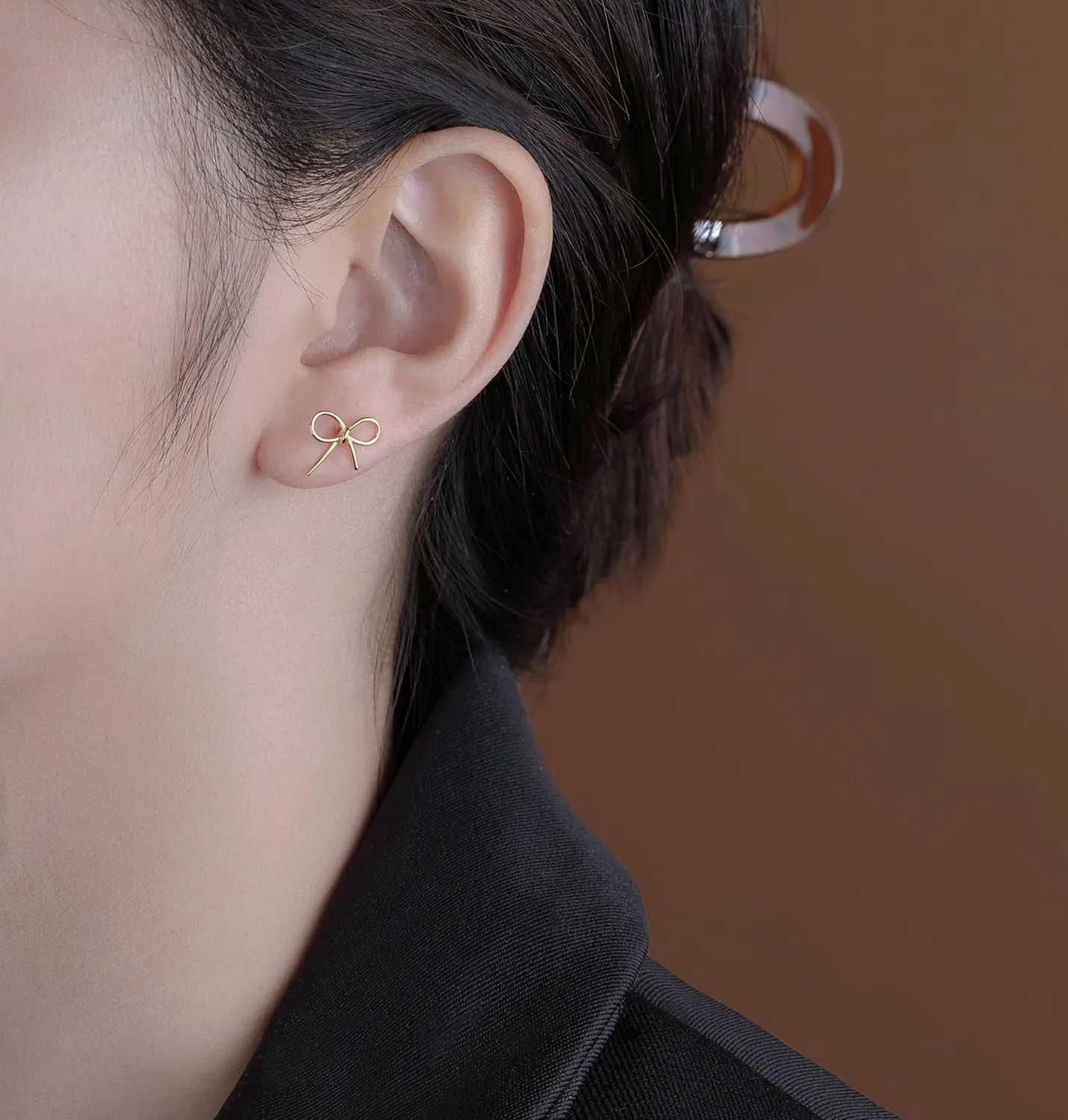 Reffeer Solid 925 Sterling Silver Bow Stud Earrings for Women Teens Ribbon Stud Earrings Bowknot