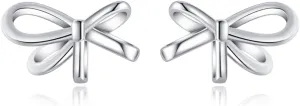 Reffeer Solid 925 Sterling Silver Bow Stud Earrings for Women Teens Small Ribbon Stud Earrings Bowknot