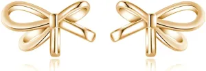 Reffeer Solid 925 Sterling Silver Bow Stud Earrings for Women Teens Small Ribbon Stud Earrings Bowknot