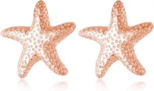 Reffeer Solid 925 Sterling Silver Starfish Stud Earrings for Women Teens Beach Stud Earrings Sea Fish Earrings