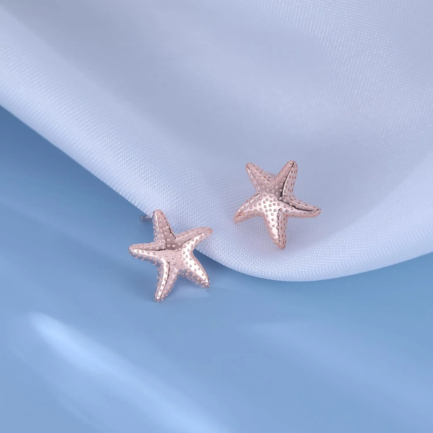 Reffeer Solid 925 Sterling Silver Starfish Stud Earrings for Women Teens Beach Stud Earrings Sea Fish Earrings