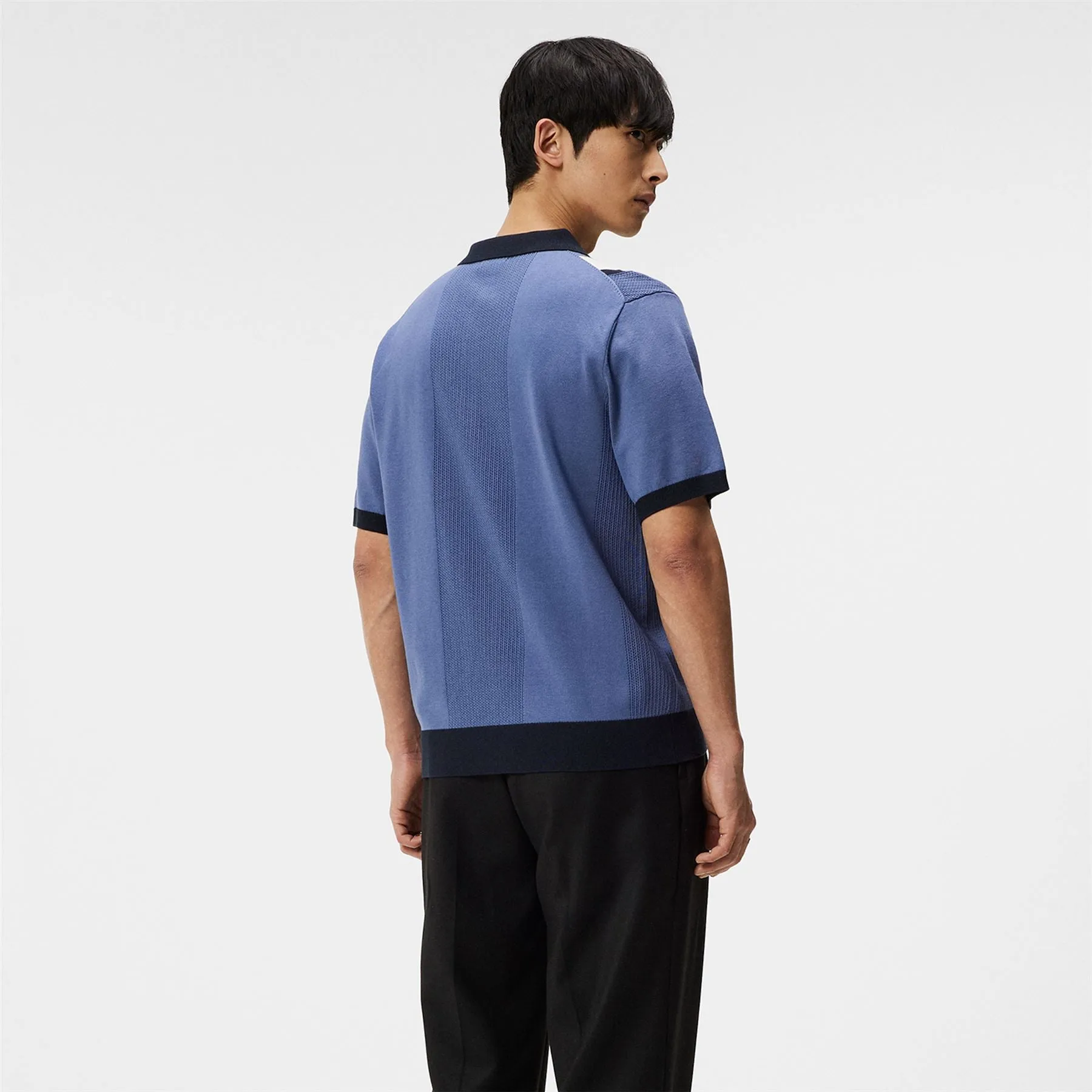 Reymond Regular Fit Knitted Stripe Polo Bijou Blue - SS24