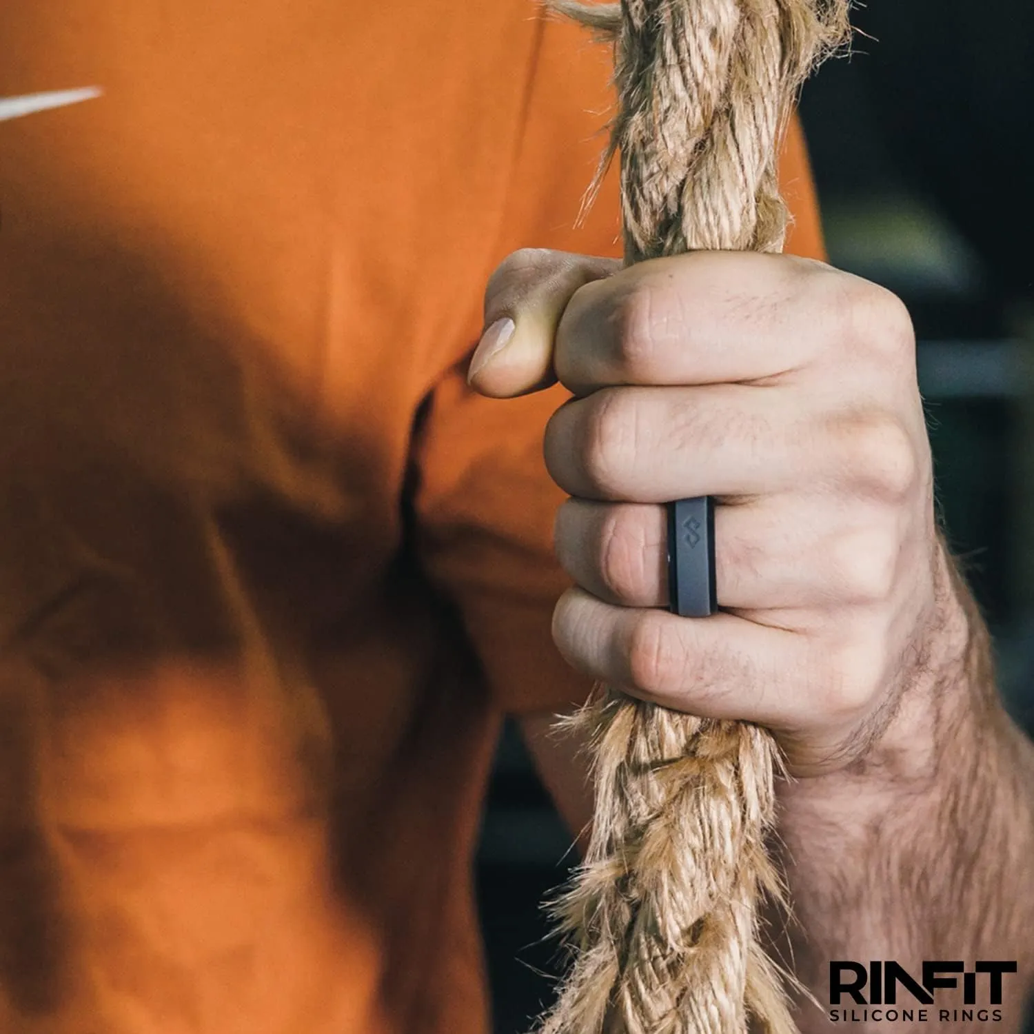 Rinfit Silicone Rings for Men 9mm Wide, 2mm Thick - Mens Rubber Wedding Bands - Infinity Ring with 2 Layers - Patented Design