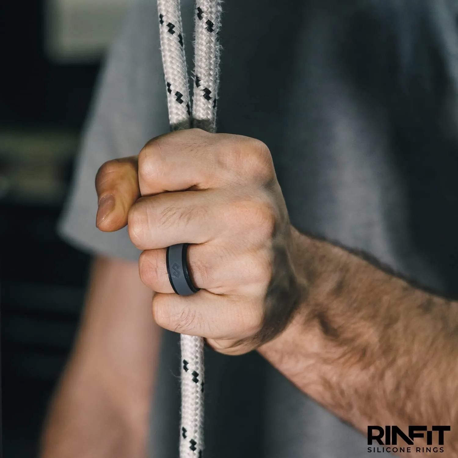 Rinfit Silicone Rings for Men 9mm Wide, 2mm Thick - Mens Rubber Wedding Bands - Infinity Ring with 2 Layers - Patented Design