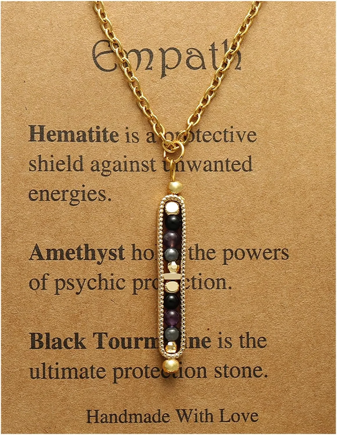Ronglry Healing Crystals and Stones Necklace Spiritual Crystal Necklace for Women Men Anxiety Necklace Empath Protection New Beginnings Gifts Crystal Pendant Necklace Healing Crystals Jewelry