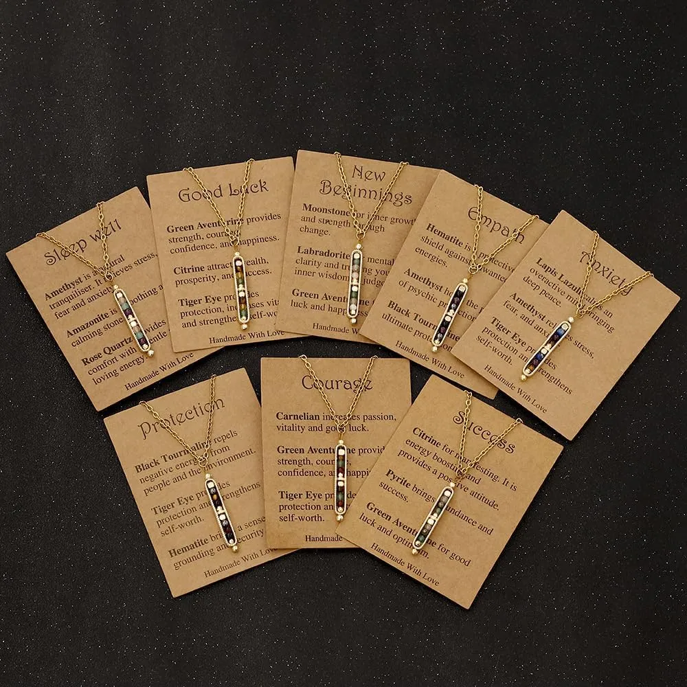 Ronglry Healing Crystals and Stones Necklace Spiritual Crystal Necklace for Women Men Anxiety Necklace Empath Protection New Beginnings Gifts Crystal Pendant Necklace Healing Crystals Jewelry