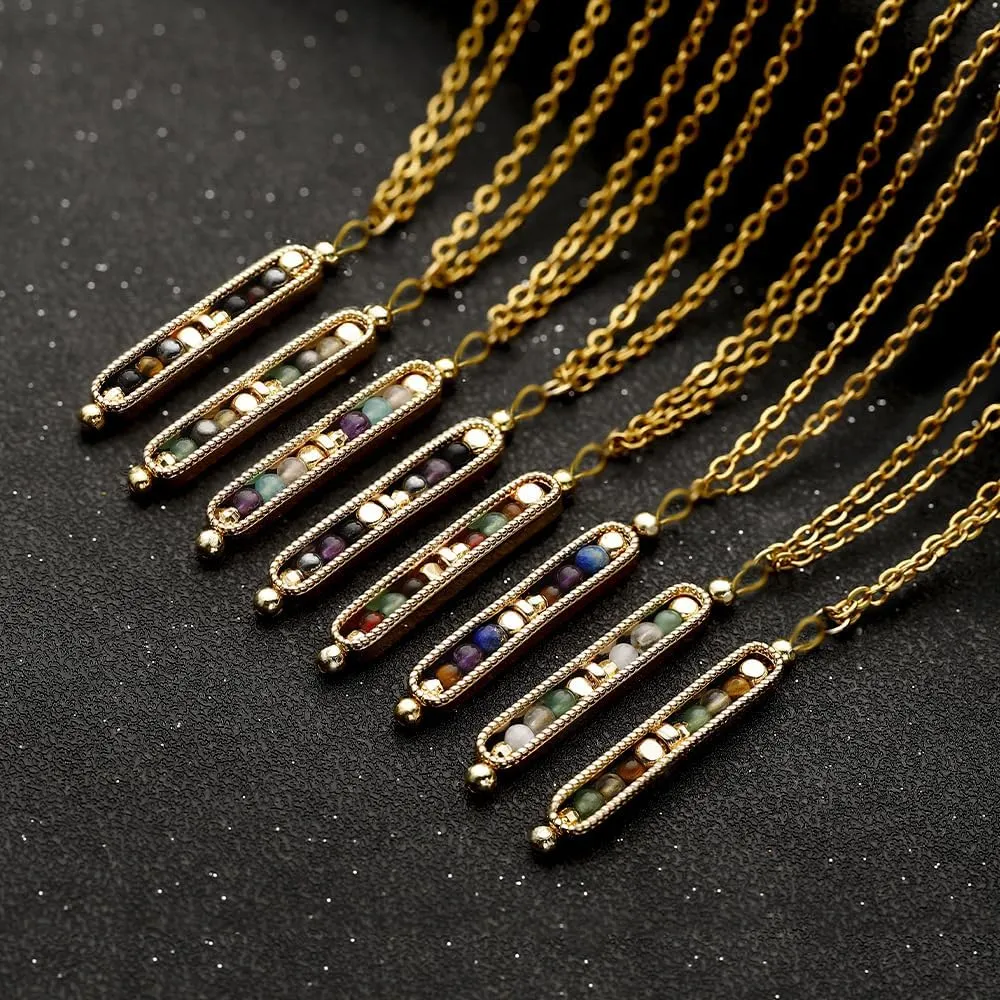 Ronglry Healing Crystals and Stones Necklace Spiritual Crystal Necklace for Women Men Anxiety Necklace Empath Protection New Beginnings Gifts Crystal Pendant Necklace Healing Crystals Jewelry