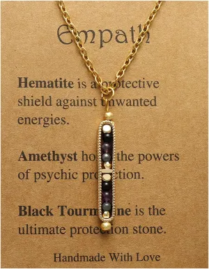 Ronglry Healing Crystals and Stones Necklace Spiritual Crystal Necklace for Women Men Anxiety Necklace Empath Protection New Beginnings Gifts Crystal Pendant Necklace Healing Crystals Jewelry