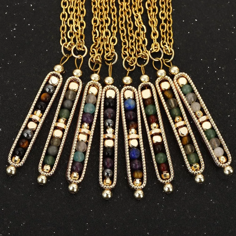 Ronglry Healing Crystals and Stones Necklace Spiritual Crystal Necklace for Women Men Anxiety Necklace Empath Protection New Beginnings Gifts Crystal Pendant Necklace Healing Crystals Jewelry